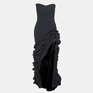 Maticevski Black Crepe Ruffled Asymmetric Gown M